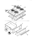 TOP / DRAWER Diagram and Parts List for FEF357BAWD  Frigidaire Range