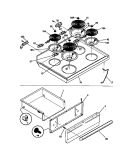 TOP, DRAWER Diagram and Parts List for FEF385CCTA  Frigidaire Range