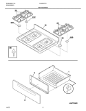 TOP / DRAWER Diagram and Parts List for GLGF377CQB  Frigidaire Range