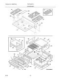 TOP/DRAWER Diagram and Parts List for FGGF305MKFJ  Frigidaire Range