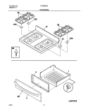 TOP / DRAWER Diagram and Parts List for FGF366BCA  Frigidaire Range