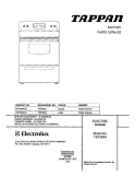 COVER Diagram and Parts List for TEF364AQC  Tappan Range