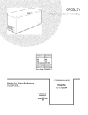 COVER Diagram and Parts List for CFCH25LW0  Crosley Freezer