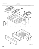 TOP / DRAWER Diagram and Parts List for GLGF388AQE  Frigidaire Range