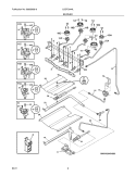 BURNER Diagram and Parts List for LGGF3044LWA  Frigidaire Range
