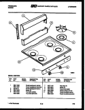BACKGUARD AND COOKTOP PARTS Diagram and Parts List for G30PCL3  Frigidaire Range