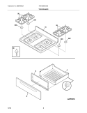 TOP / DRAWER Diagram and Parts List for FGF363MXASB  Frigidaire Range