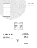COVER Diagram and Parts List for CRTE151AW2  Crosley Refrigerator