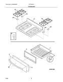 TOP/DRAWER Diagram and Parts List for FGF364KCA  Frigidaire Range