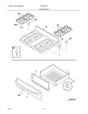 TOP / DRAWER Diagram and Parts List for FGF366CCC  Frigidaire Range