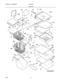 SHELVES Diagram and Parts List for GLHS269ZCW0  Frigidaire Refrigerator