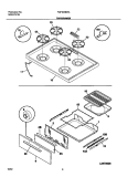 TOP / DRAWER Diagram and Parts List for FGF303BWA  Frigidaire Range