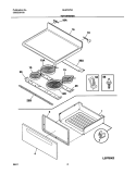 TOP / DRAWER Diagram and Parts List for GLEFS76AQD  Frigidaire Range