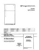 COVER Diagram and Parts List for PLHT219TCB2  Frigidaire Refrigerator