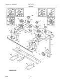 BURNER Diagram and Parts List for E36DF76GPS1  Electrolux Range