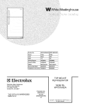 COVER Diagram and Parts List for WRT21MG3AWD  Westinghouse Refrigerator