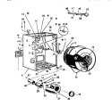CABINET, DRUM, HEATER HOUSING Diagram and Parts List for DE150EDF5  Frigidaire Dryer