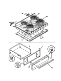 TOP / DRAWER Diagram and Parts List for WEF357BAWA  Frigidaire Range