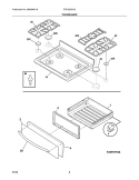 TOP/DRAWER Diagram and Parts List for FGF382HCG  Frigidaire Range