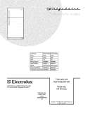 COVER Diagram and Parts List for FRT21C5AW9  Frigidaire Refrigerator