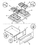 TOP / DRAWER Diagram and Parts List for 30-3852-00-05  Tappan Range