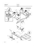 BURNER Diagram and Parts List for FGF334BGWJ  Frigidaire Range