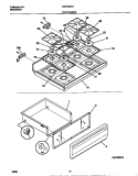 TOP / DRAWER Diagram and Parts List for MGF355CESA  Frigidaire Range