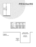 COVER Diagram and Parts List for FFHS2311LB2  Frigidaire Refrigerator