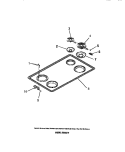 COOKTOP, SURFACE UNITS, PANS Diagram and Parts List for R530DL0  Frigidaire Range