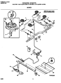BURNER Diagram and Parts List for FGF335CFSB  Frigidaire Range