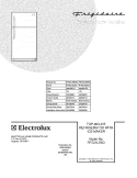 COVER Diagram and Parts List for FRT21LR8DK5  Frigidaire Refrigerator