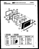 LOWER OVEN DOOR PARTS Diagram and Parts List for 76-4967-00-03  Tappan Microwave Oven Combo