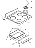 TOP, DRAWER Diagram and Parts List for KF440GDH2  Frigidaire Range