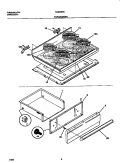 TOP / DRAWER Diagram and Parts List for F04B357BDA  Frigidaire Range