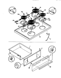 TOP / DRAWER Diagram and Parts List for CD302VP3D02  Frigidaire Range