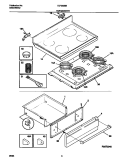 TOP / DRAWER Diagram and Parts List for TEF362BBBB  Tappan Range