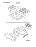 TOP/DRAWER Diagram and Parts List for FGF348KCM  Frigidaire Range