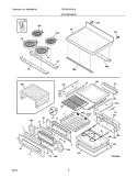 TOP / DRAWER Diagram and Parts List for FEFLMC55GCA  Frigidaire Range