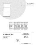 COVER Diagram and Parts List for BRT18HP7JW0  Electrolux Refrigerator