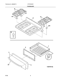 TOP/DRAWER Diagram and Parts List for CFGF368GCE  Frigidaire Range