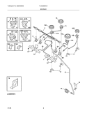 BURNER Diagram and Parts List for PLCS389ECC  Frigidaire Range