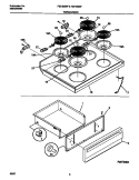 TOP / DRAWER Diagram and Parts List for FEF353SFDA  Frigidaire Range