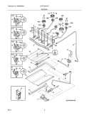 BURNER Diagram and Parts List for LGGF3044LFE  Frigidaire Range