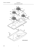 MAINTOP/SURFACE UNITS Diagram and Parts List for FFEC3603LW1  Frigidaire Cooktop