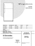 COVER Diagram and Parts List for FRT17G4BD2  Frigidaire Refrigerator