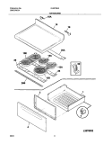TOP / DRAWER Diagram and Parts List for GLEF396ABC  Frigidaire Range