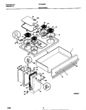 TOP / DRAWER Diagram and Parts List for FEF455WCBA  Frigidaire Range