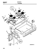 TOP / DRAWER Diagram and Parts List for MEF402WFW4  Frigidaire Range