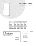 COVER Diagram and Parts List for FRT18KP5DK0  Frigidaire Refrigerator