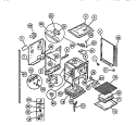 LOWER OVEN, FRAME, SHELVES Diagram and Parts List for REM638BDL5  Frigidaire Range